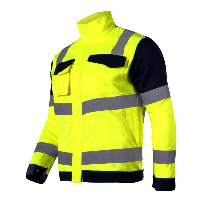 Jacheta reflectorizanta premium LAHTI PRO L4091206, cu 7 buzunare, bumbac si poliester, masura 3XL, verde/negru