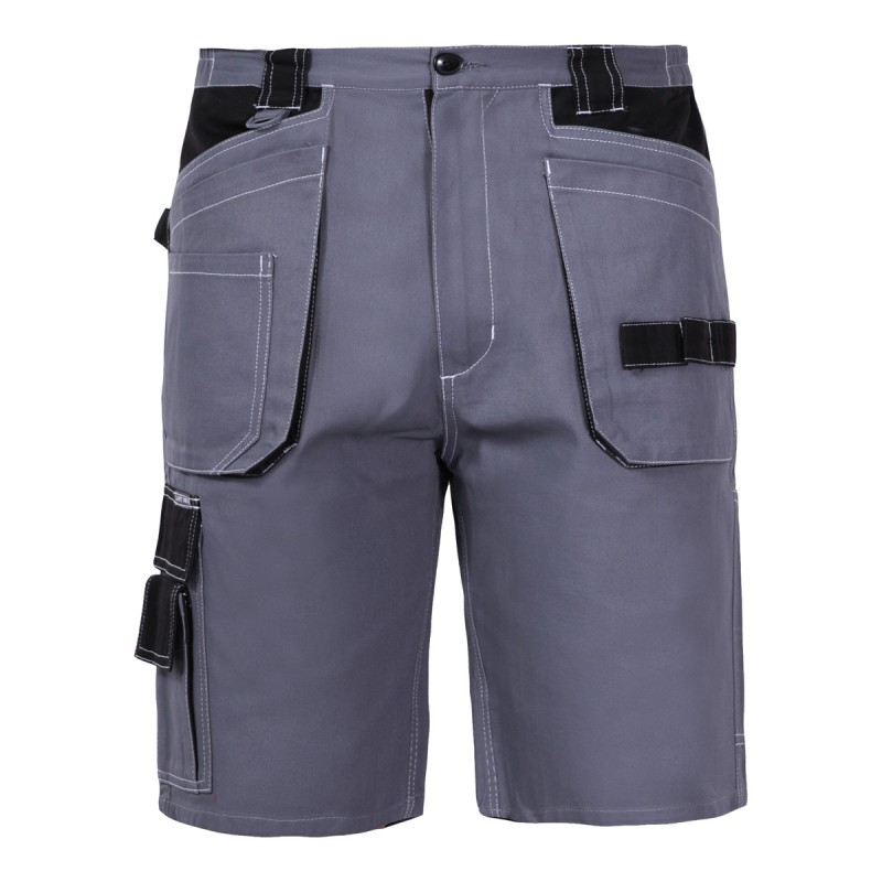 Pantalon de lucru din bumbac, scurt LAHTI PRO L4070305, cu 10 buzunare, gri, marime 2XL