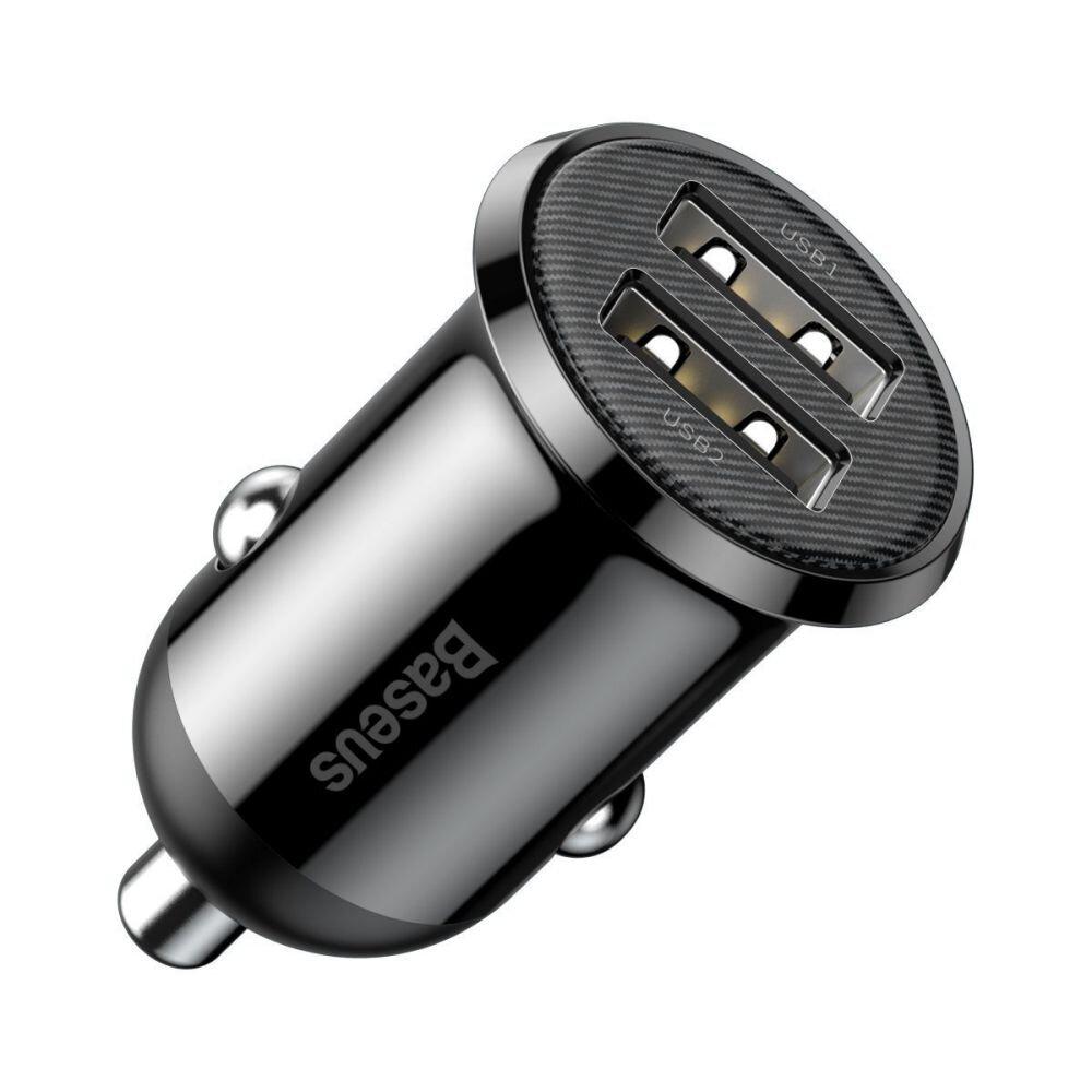 Incarcator auto BASEUS Grain Pro CCALLP-01, 2 x USB, 5 V, 2.4 A, negru