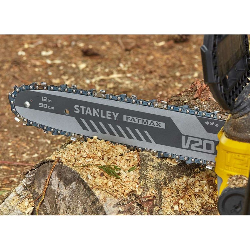 Fierastrau electric cu lant STANLEY FatMax V20 SFMCCS630B, 18V, 7.7 m/s, lama 30 cm, rezervor ulei 0.23 litri, fara acumulator, fara incarcator