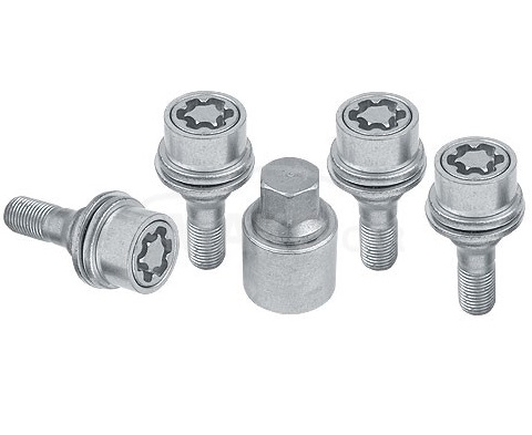 Set suruburi antifurt roti SICUSTAR VNPCT33, M12 x 1.50 x 33, hexagon, cheie 17, otel zincat, pentru Citroen C1, Peugeot 107,108, Toyota Aygo