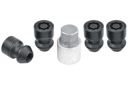 Set piulite antifurt roti SICUSTAR BEN115L, M12 x 1.50 x 34, negre, hexagon, cheie 17, otel zincat