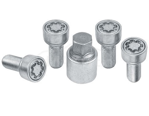 Set suruburi antifurt roti SICUSTAR VN245R13, M12 x 1.50 x 45, hexagon, cheie 17, otel zincat, pentru Skoda, Volkswagen, Seat