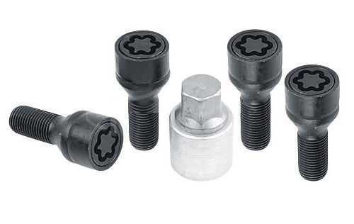 Set suruburi antifurt roti SICUSTAR BVN145, M12 x 1.50 x 45, negre, hexagon, cheie 17, otel zincat