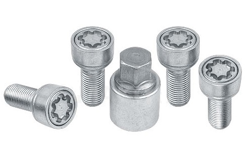 Set suruburi antifurt roti SICUSTAR VN256R13, M12 x 1.50 x 56, hexagon, cheie 17, otel zincat, pentru Skoda, Volkswagen, Seat