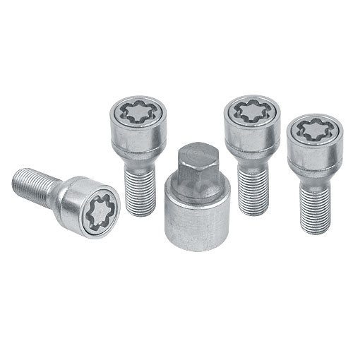 Set suruburi antifurt roti SICUSTAR VN735, M14 x 1.25 x 35, hexagon, cheie 17, otel zincat, pentru BMW, Mini