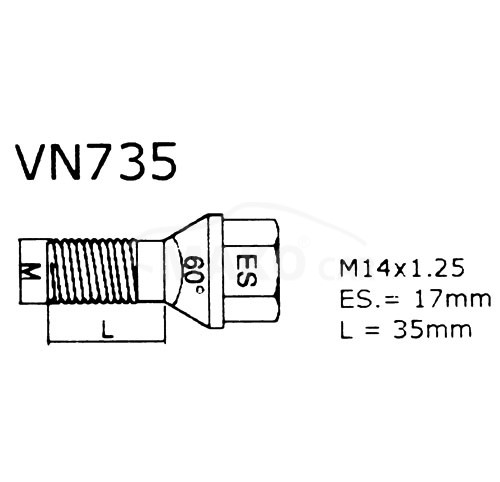 Set suruburi antifurt roti SICUSTAR VN735, M14 x 1.25 x 35, hexagon, cheie 17, otel zincat, pentru BMW, Mini