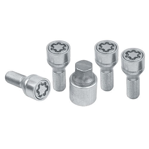 Set suruburi antifurt roti SICUSTAR VN740, M14 x 1.25 x 40, hexagon, cheie 17, otel zincat, pentru BMW, Mini