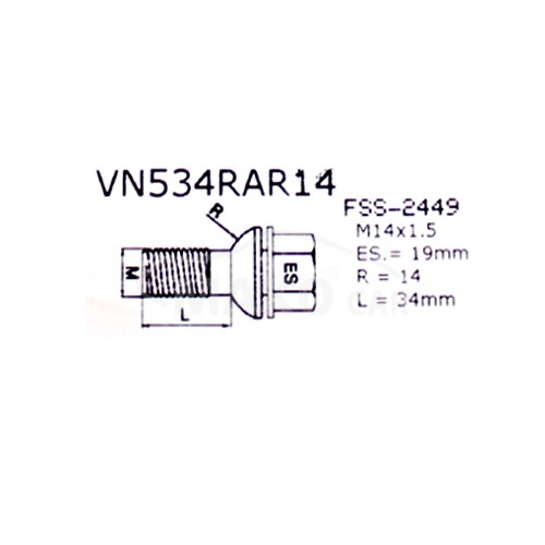 Set suruburi antifurt roti SICUSTAR VN534RAR14, M14 x 1.50 x 34, hexagon, cheie 17, otel zincat, pentru Porsche Macan