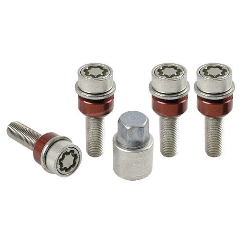 Set suruburi antifurt roti SICUSTAR VN550RAR14, M14 x 1.50 x 50, hexagon, cheie 17, otel zincat, pentru Porsche, Audi Q7, VW Touareg