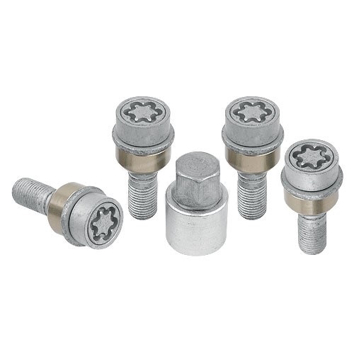 Set suruburi antifurt roti SICUSTAR VN553RAR14, M14 x 1.50 x 53, hexagon, cheie 17, otel zincat, pentru Porsche Cayenne, Audi Q7, VW Touareg