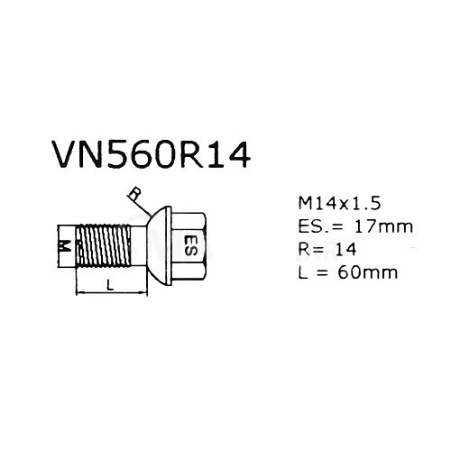Set suruburi antifurt roti SICUSTAR VN560R14, M14 x 1.50 x 60, hexagon, cheie 17, otel zincat, pentru Mercedes CL, S, ML, GL, GLK