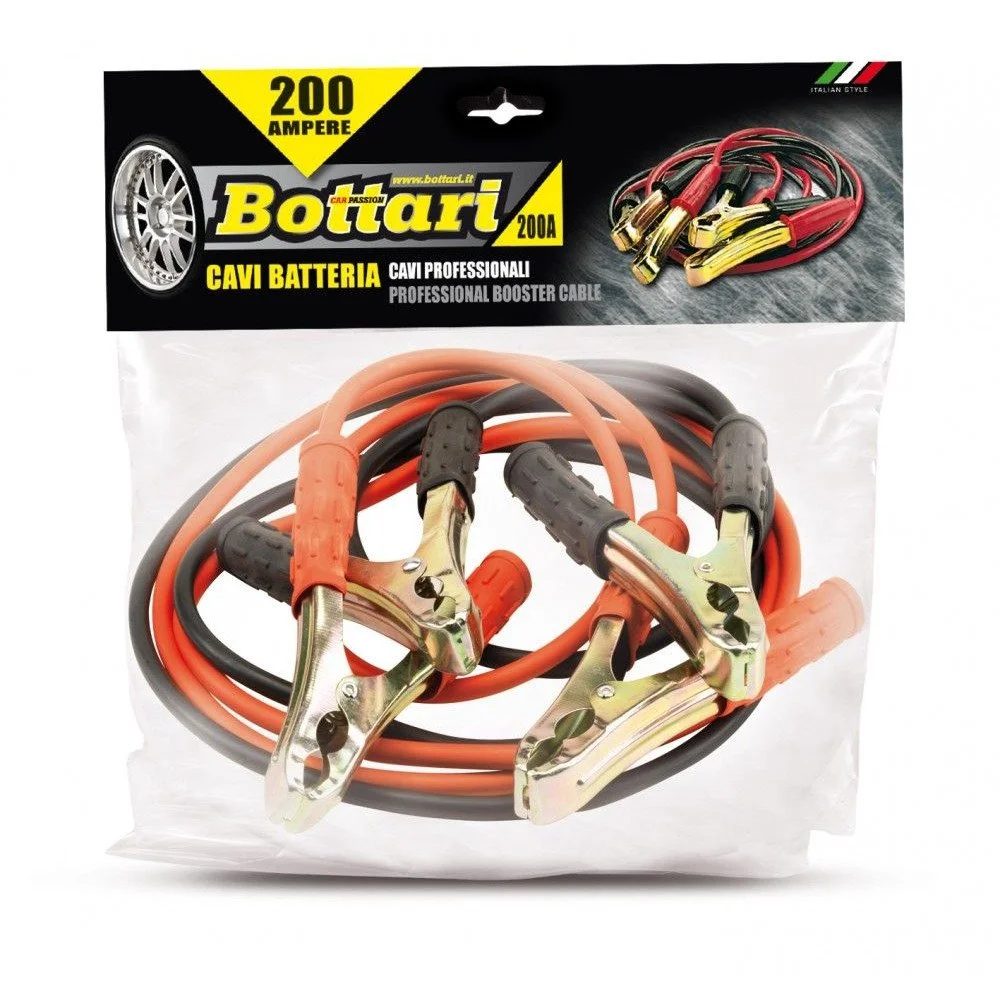 Cabluri curent pornire auto BOTTARI 28020BT, 200A, diamettru 8 mm, lungime 200 cm