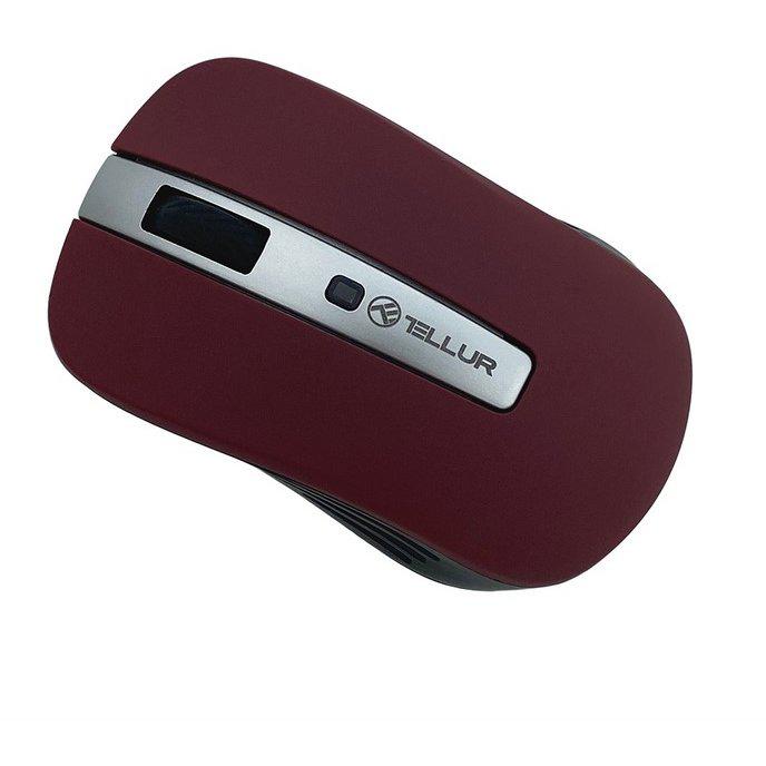 Mouse Wireless TELLUR Basic TLL491091, optic, rezolutie mouse 1001 - 3000 dpi, rosu inchis