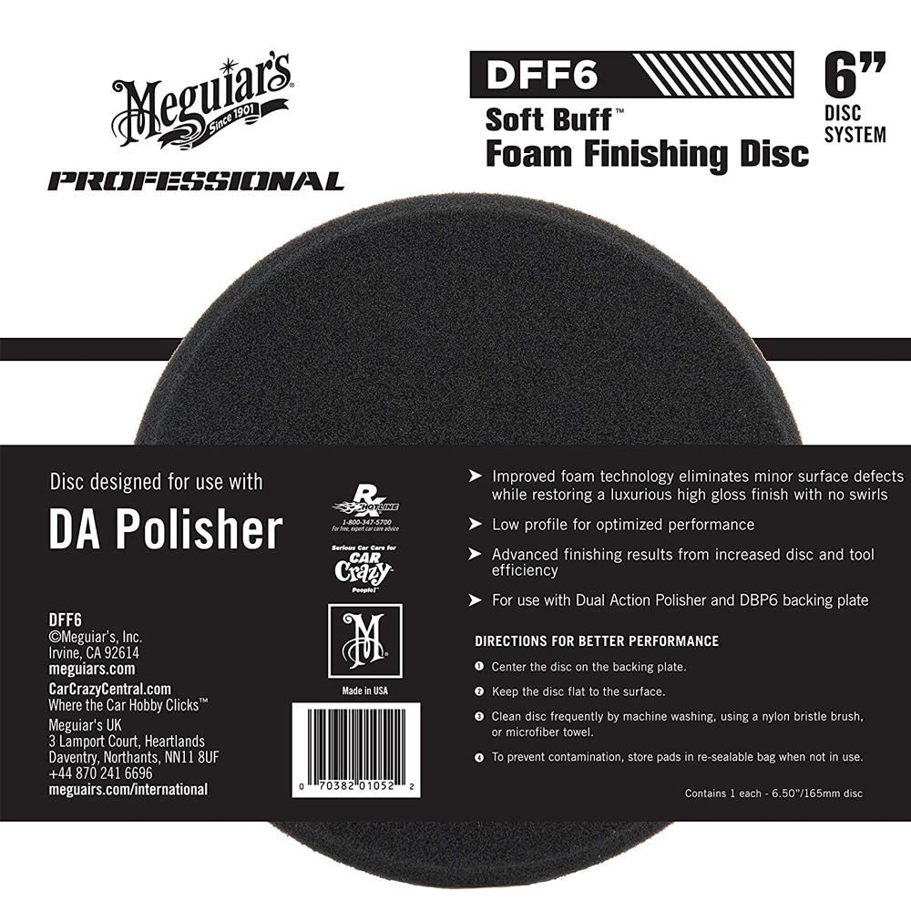 Disc polish cu spuma MEGUIARS Finishing Disc DFF6MG, diametru 165 mm, negru