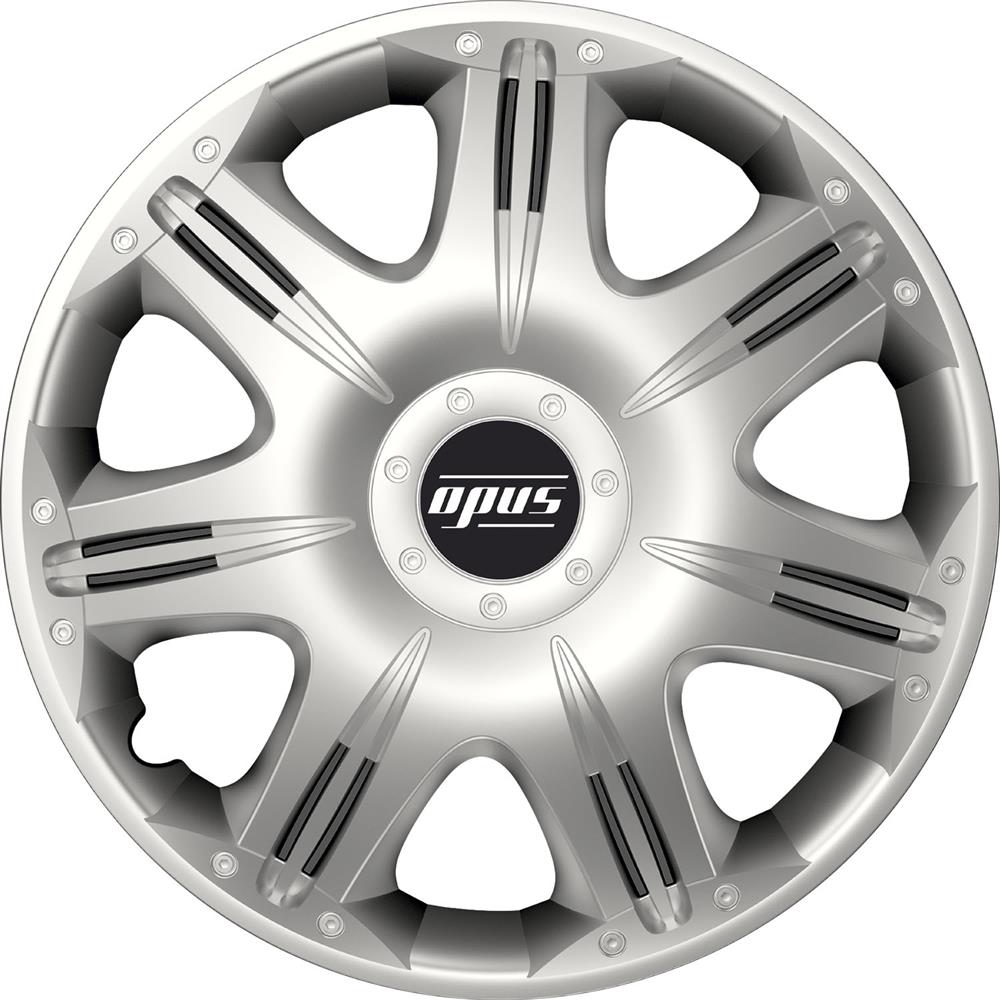Set 4 capace roti PETEX Opus RB530115, plastic ABS, 15 inch, argintiu