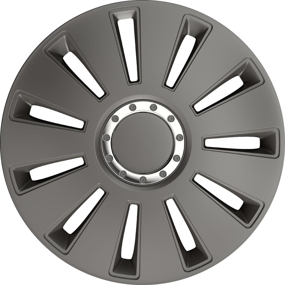 Set 4 capace roti PETEX Silverstone Pro RB531317, plastic ABS, 17 inch, antracit, cu inel cromat
