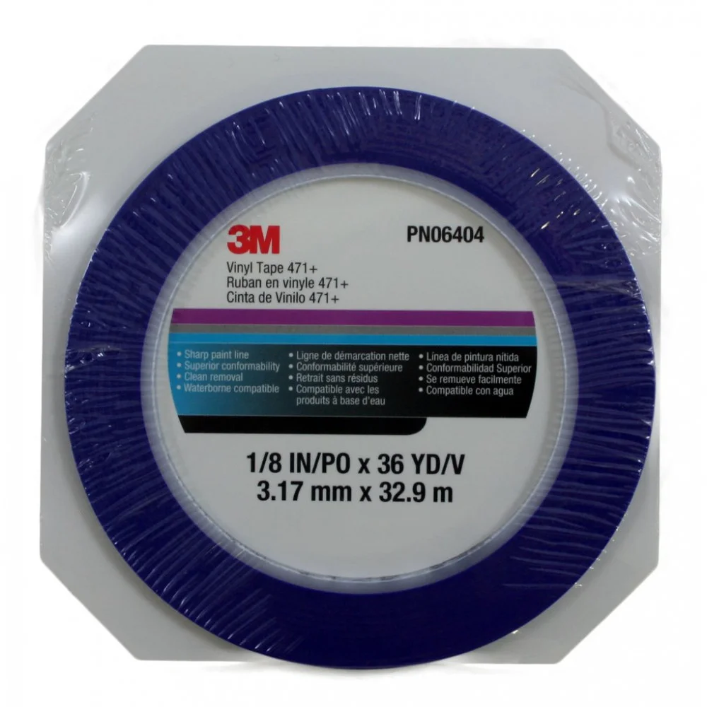 Banda pentru mascare 3M VFLine Blue 06404, 3 mm x 33 metri, vinil, albastru