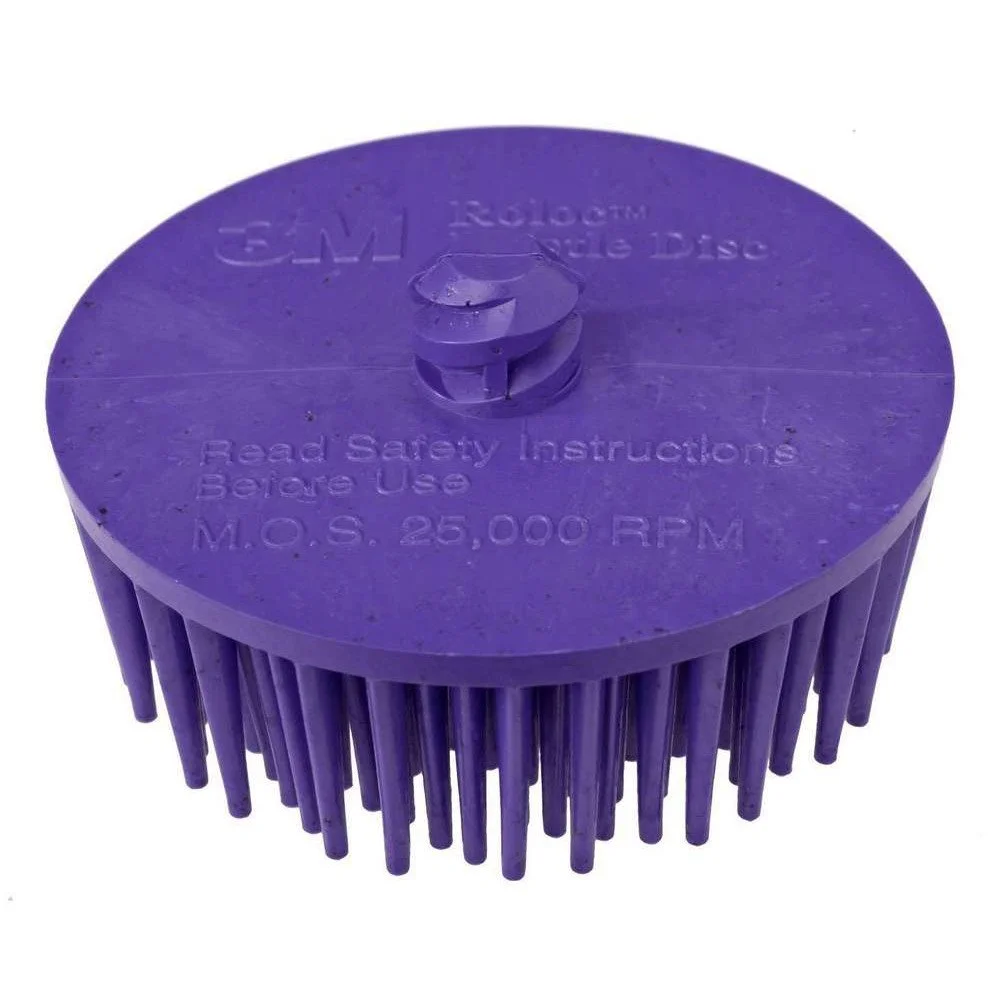 Set 4 discuri abrazive cu peri rigizi 3M Scotch-Brite Roloc Bristle Disc 07536, granulatie P50, mov, pret pe bucata