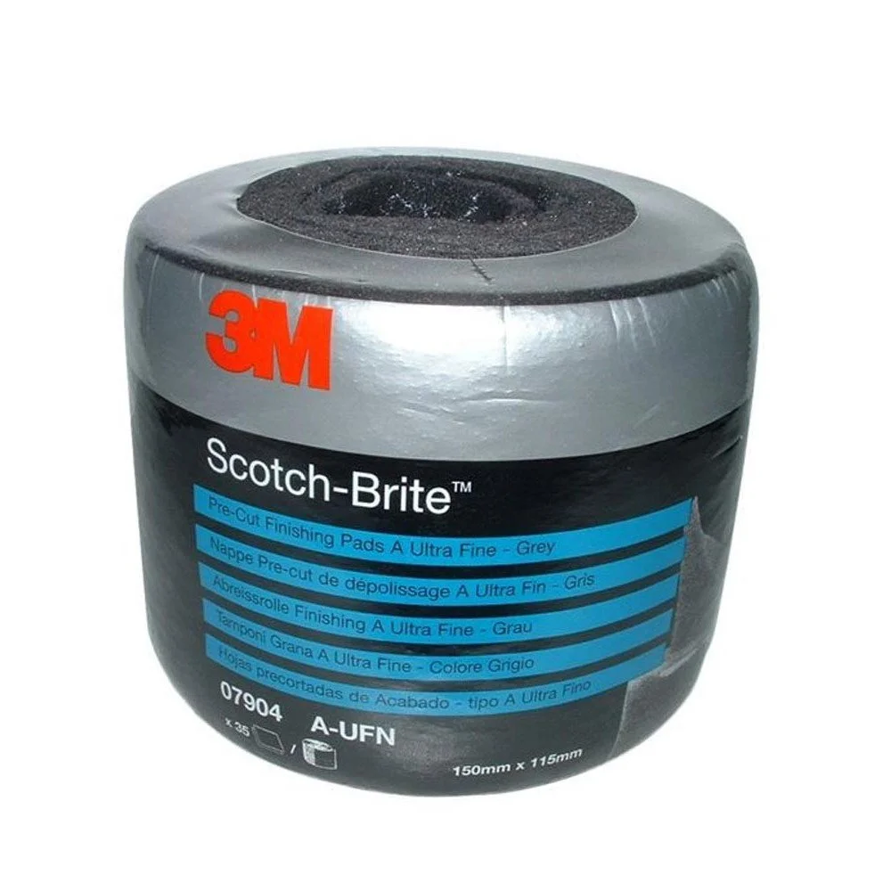 Rola cu 35 bureti abrazivi 3M Scotch-Brite Clean and Finish 07904, granulatie ultra fina, 150 x 115 mm, gri