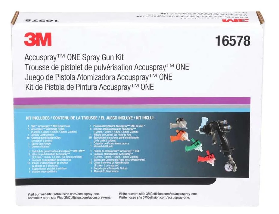 Kit pistol de vopsit 3M Accuspray ONE 16578, duze pulverizare 1.2-2.0 mm, supapa control aer, suport montabil
