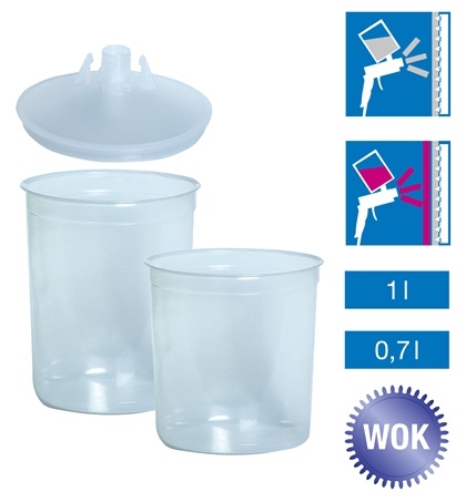 Set 25 pahare mixare vopsea cu capac 3M 16740, 900 ml, filtru 125 microni