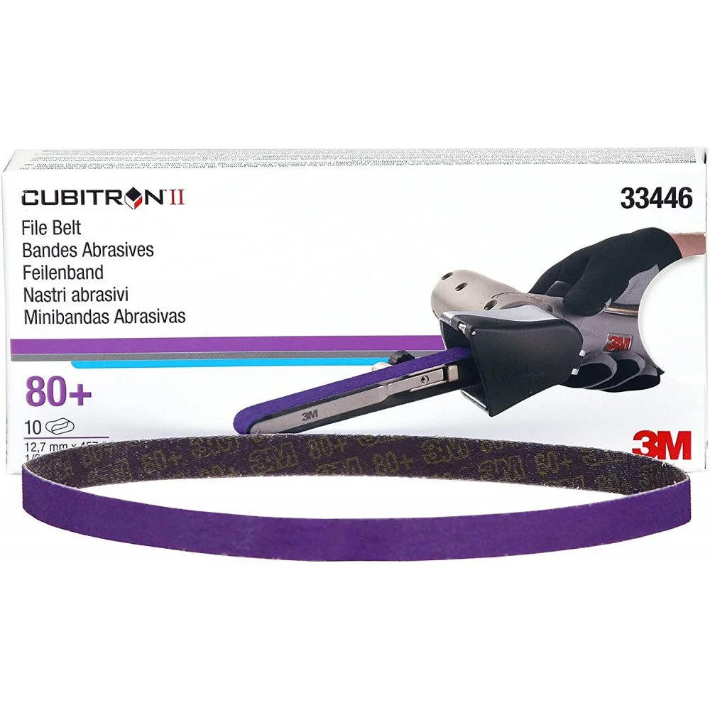 Set 10 benzi abrazive 3M Cubitron II File Belt 33446, granulatie P80, 457 x 12.7 mm