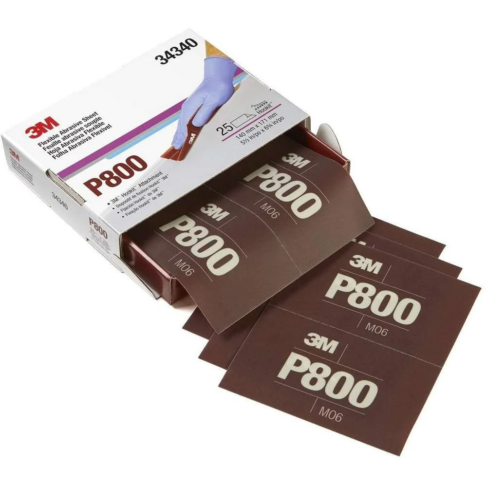 Set 25 coli abrazive flexibile pentru slefuire 3M Hookit 270J 34340, granulatie P800, 171 x 140 mm, pret pe bucata