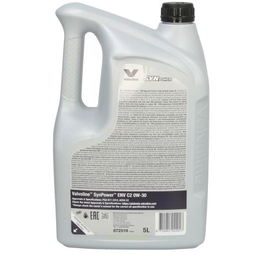 Ulei motor VALVOLINE SYNPOWER ENV C2 0W30 V030SPENVC2/5, volum 5 litri, sintetic