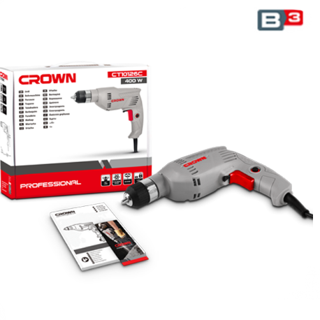 Masina de gaurit profesionala CROWN CT10126C, 400 W, mandrina rapida