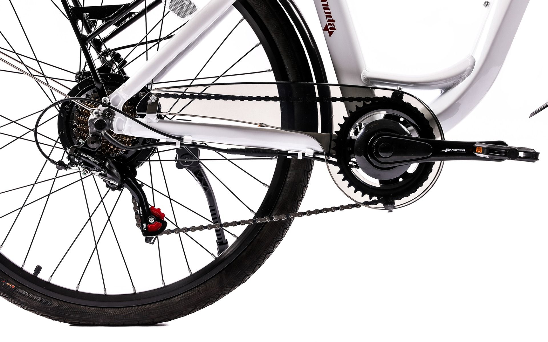 Bicicleta electrica PEGAS Comoda Dinamic, viteza maxima 25 km/h, autonomie pana la 60 km, unisex, alb perlat