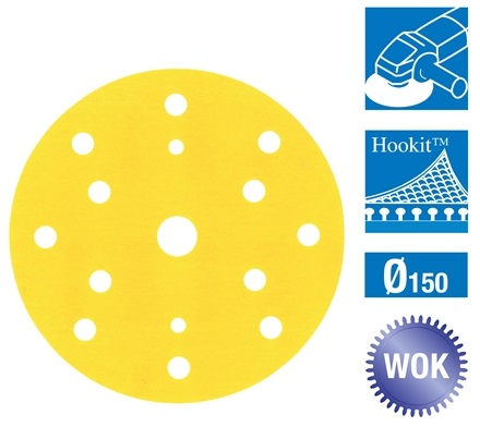 Set 100 discuri abrazive 3M Hookit 255P+ 50443, granulatie P80, 15 gauri, 150 mm, pret pe bucata