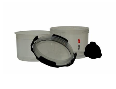 Set 50 pahare de vopsea cu capace 3M PPS 2.0 26114, 200 ml, cana mixare, filtru 200 microni, cu 32 dopuri