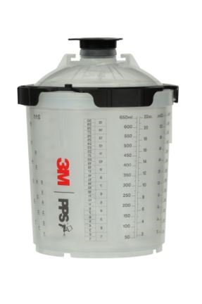 Set 50 pahare de vopsea cu capace 3M PPS 2.0 STD 26030, 650 ml, cana mixare, filtru 80 microni, cu 32 dopuri