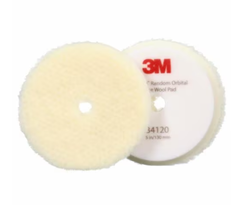 Disc din blana de miel pentru polish 3M Perfect-It 34120, dur, 130 mm, alb