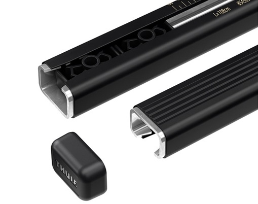 Set 2 bare transversale din otel THULE Square Bar EVO 712100, profil patrat, invelis din plastic, culoare negru, lungime 108 cm, incarcare max 100 kg