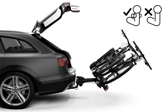 Suport auto pentru 2 biciclete THULE EasyFold XT F 965500, prindere pe carligul de remorcare FIX4BIKE, capacitate incarcare 60 kg, alimentare 13 pini