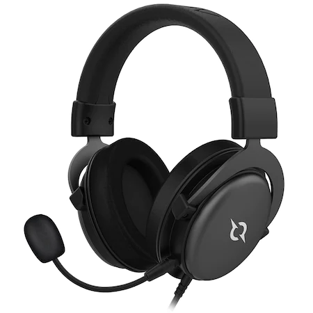 Casti gaming cu microfon AQIRYS Sirius, sunet virtual 7.1, multi-platforma, microfon omnidirectional cu noise cancelling, negru
