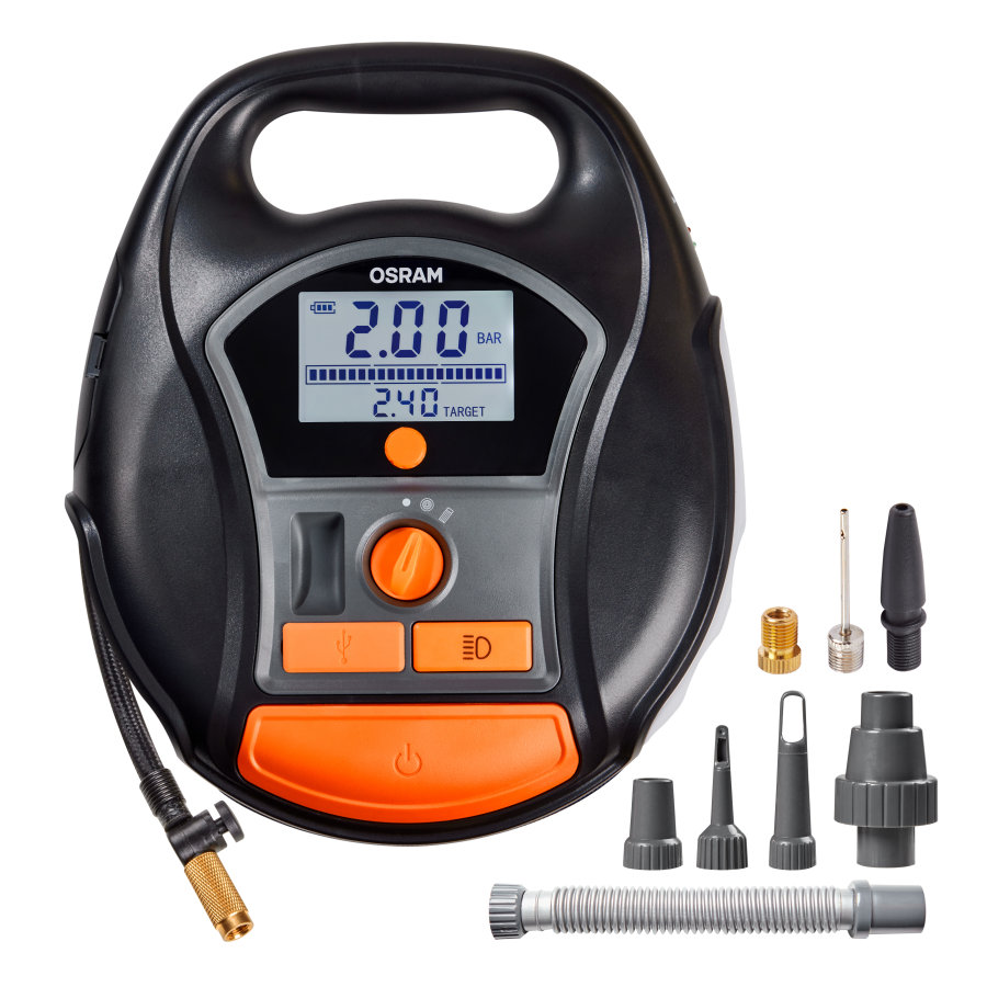 Compresor auto aer OSRAM TYREinflate 6000 OTIR6000, alimentare 12/230 V, 180 W, 5.5 bar, 43-45 l/min, afisaj digital