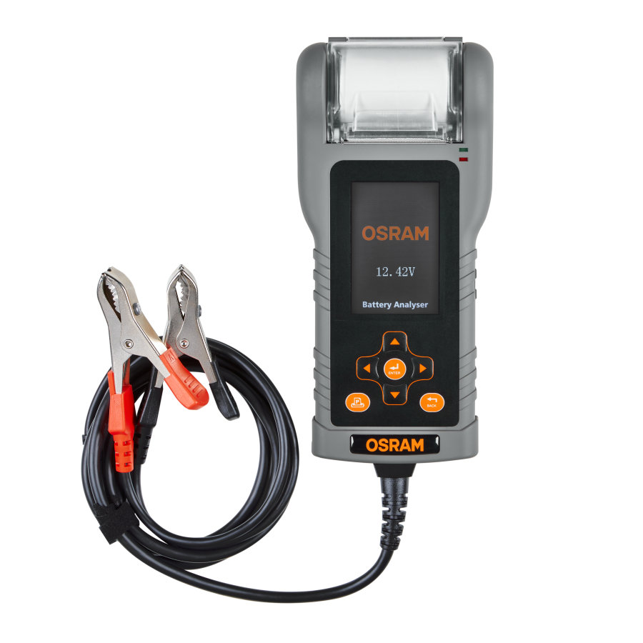 Tester pentru baterii auto OSRAM BATTERYtest PRO Battery Analyser OBAG900, lungime cablu 1.75 m, cu cleme crocodil