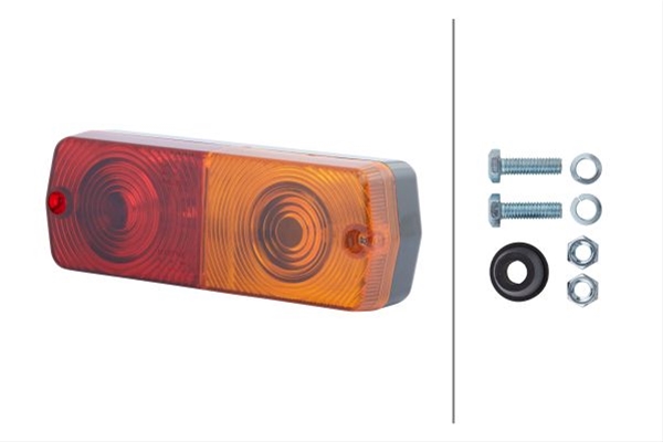 Lampa semnalizare stop HELLA 2SD 357 033-001, fara becuri, P21/5W, 186x68 mm, lentila rosu/galben