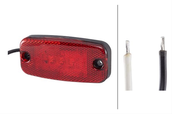 Lampa semnalizare pozitie HELLA 2TM 357 008-021, cu LED, 2+1 W, 111x22 mm, cablu 480 mm, lentila rosie