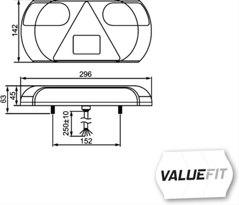 Lampa semnalizare stop HELLA 2VP 357 016-021, cu LED, 12V, 296x142 mm, lentila rosu/galben/alb