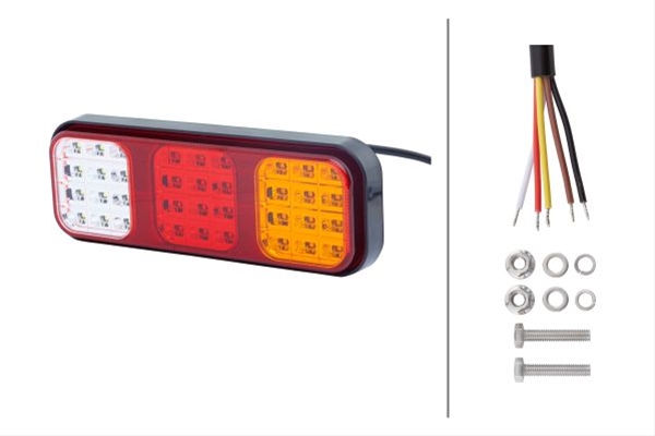Lampa semnalizare stop HELLA 2VP 357 018-001, cu LED, 12/24V, 284x100 mm, lentila rosu/galben/alb