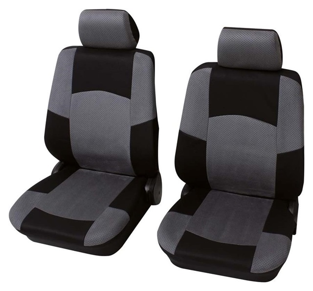 Set 2 huse pentru scaune auto PETEX Classic 24271518PX, parte montare fata, gri