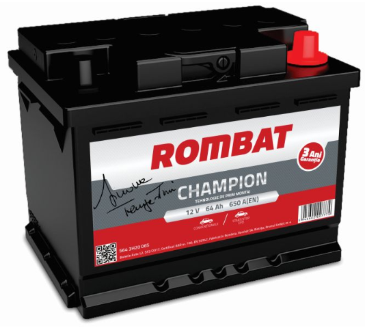 Baterie auto ROMBAT CHAMPION Start-Stop 5643H20065, 64 Ah, 650 A, 12 V, 242 x 175 x 190 mm