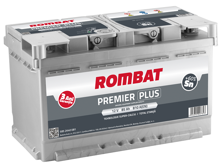 Baterie auto ROMBAT PREMIER PLUS 5852K40081, 85 Ah, 810 A, 12 V, 315 x 175 x 190 mm