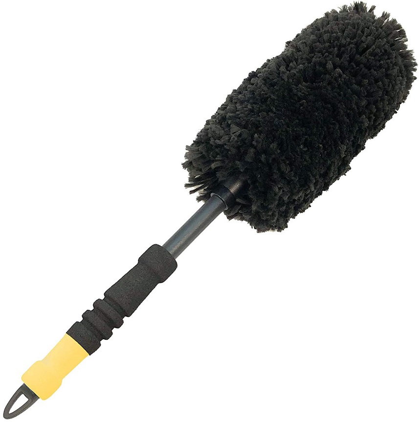Perie medie curatare jante MEGUIARS Supreme Wheel Brush X1902EU, lungime 37 cm, cu maner solid, neagra