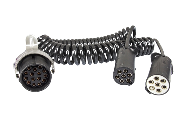 Cablu electric spiralat MVM ECC013, cu adaptor, negru