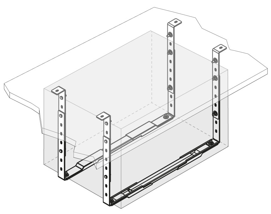 Kit montare cutie scule camion LAGO 311642050, fixare in exterior, pe platforma, pentru cutia Lago Space Truckin 800 mm